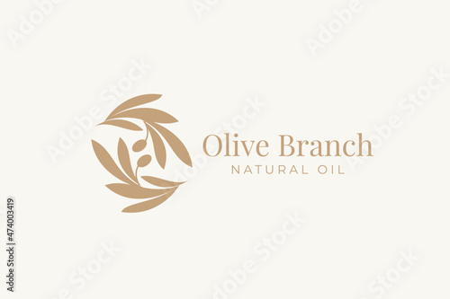 Olive oil tree branch logo illustration design