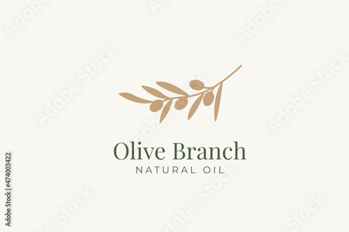 Olive oil tree branch logo illustration design