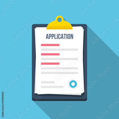 Application document form in a flat design. Vector illustration