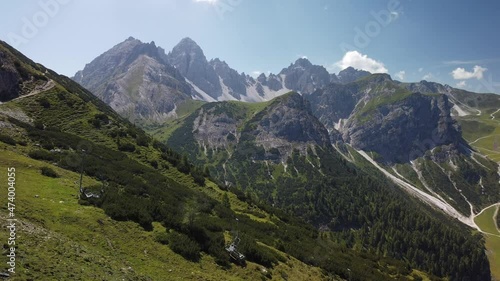 Time lapse of Axamer Lizum Valley with hoadl peak, the olympic ski resort close to innsbruck, with sun and blue sky in july photo