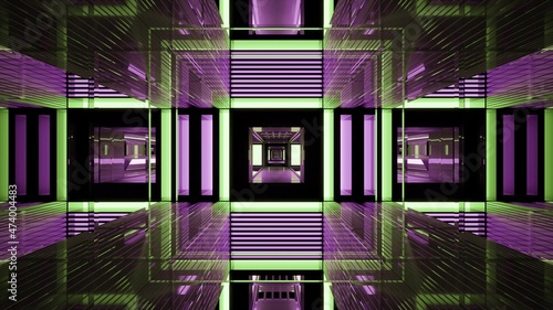 3D illustration of 4K UHD reflective tunnel