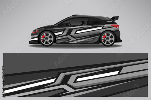 Car wrap design race livery vehicle vector. Graphic stripe racing background kit designs for vehicle  race car  rally  adventure and livery