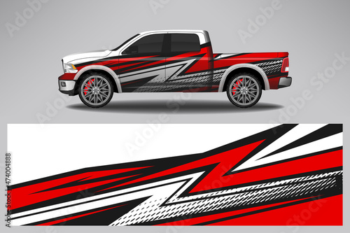 Car wrap design race livery vehicle vector. Graphic stripe racing background kit designs for vehicle  race car  rally  adventure and livery