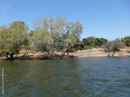 Canoeing on River Zambesi on the boundary line between Zambia and Zimbabwe, Livingstone, Zambia