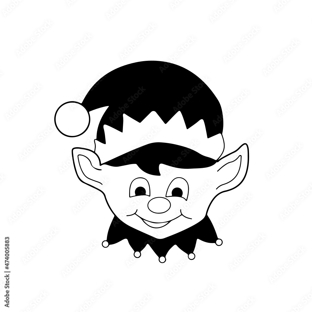 Christmas Elf Line Art Silhouette Design Element Art SVG EPS Logo PNG