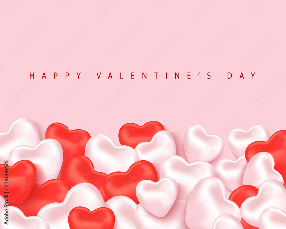 Valentine's Day abstract background with hearts. Design for a love banner or greeting card. Vector illustration