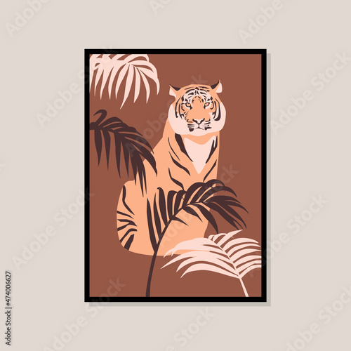 Tiger hand drawn print poster for your wall art collection
