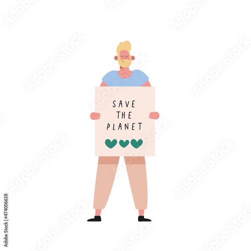 male ecologist with banner