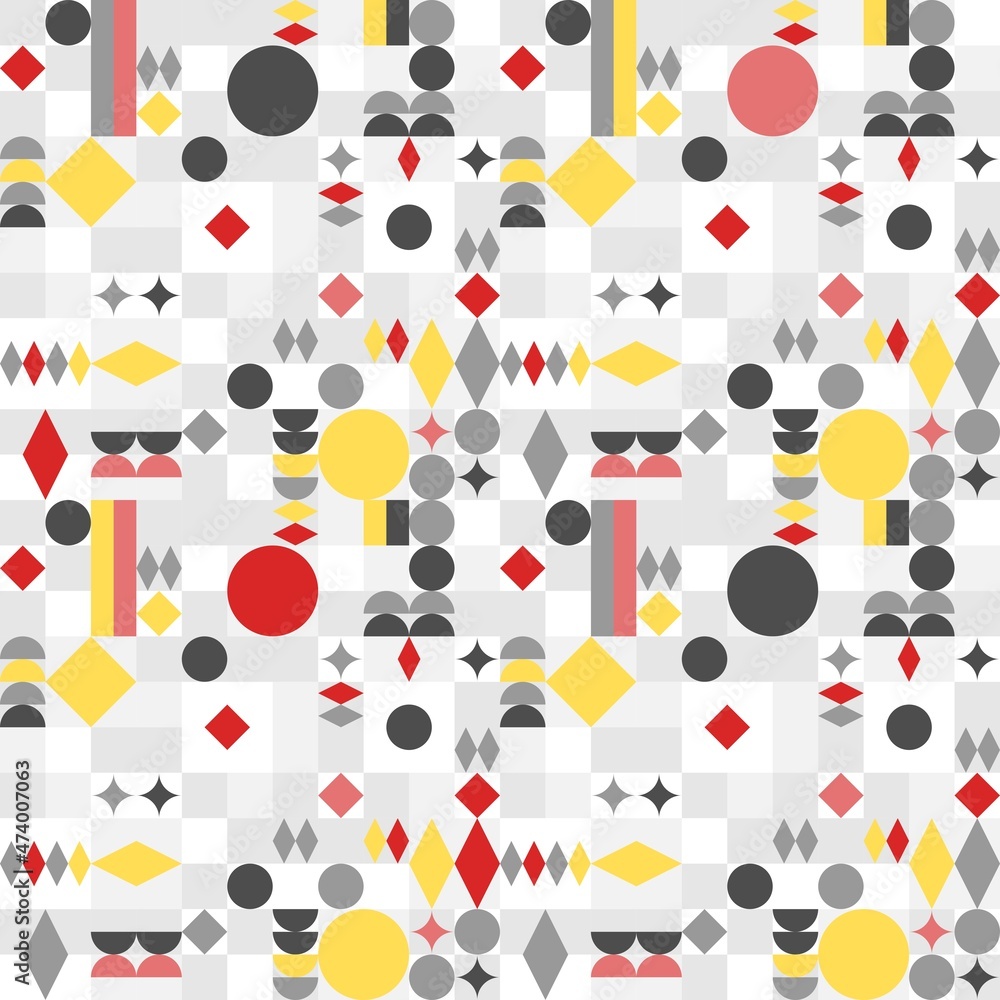 Fototapeta premium Seamless geometric shapes patchwork texture