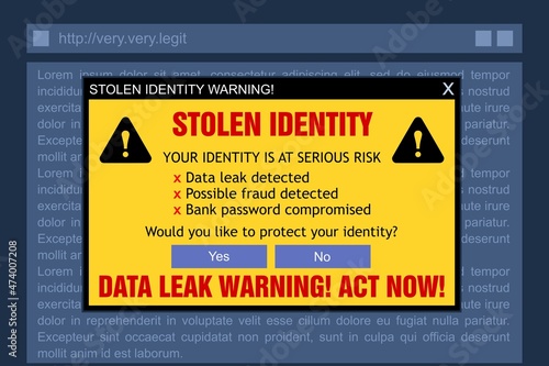 Stolen identity fake online message