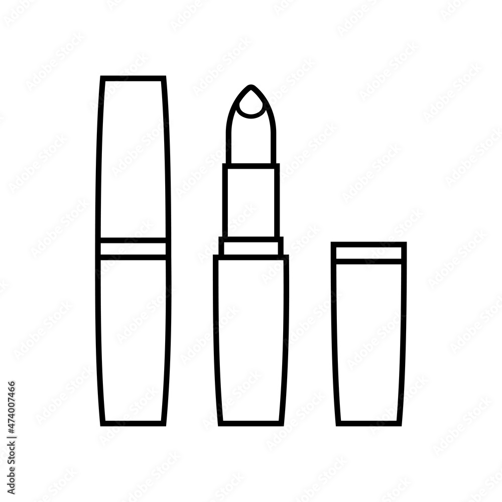 Lipstick icon. Outline vector illustration isolated on white background Lipstick icon. Outline vector illustration isolated on white background