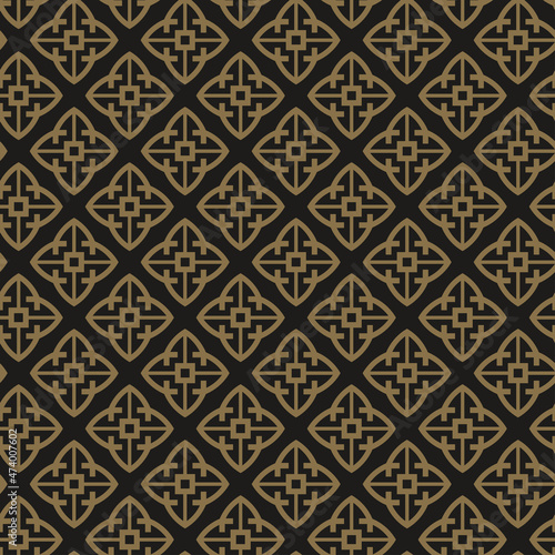 Modern background pattern with simple decorative elements on a black background. Fabric texture sample, seamless wallpaper. Vector illustration
