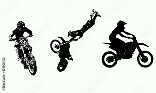 Fotografie, Obraz Motocross Jump Logo Vector, Motocross Freestyle silhouette