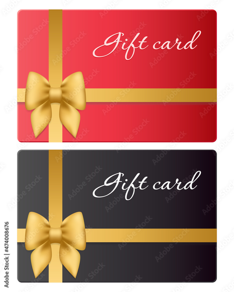 Gift card template with gold gradient bow Gift card template with gold gradient bow