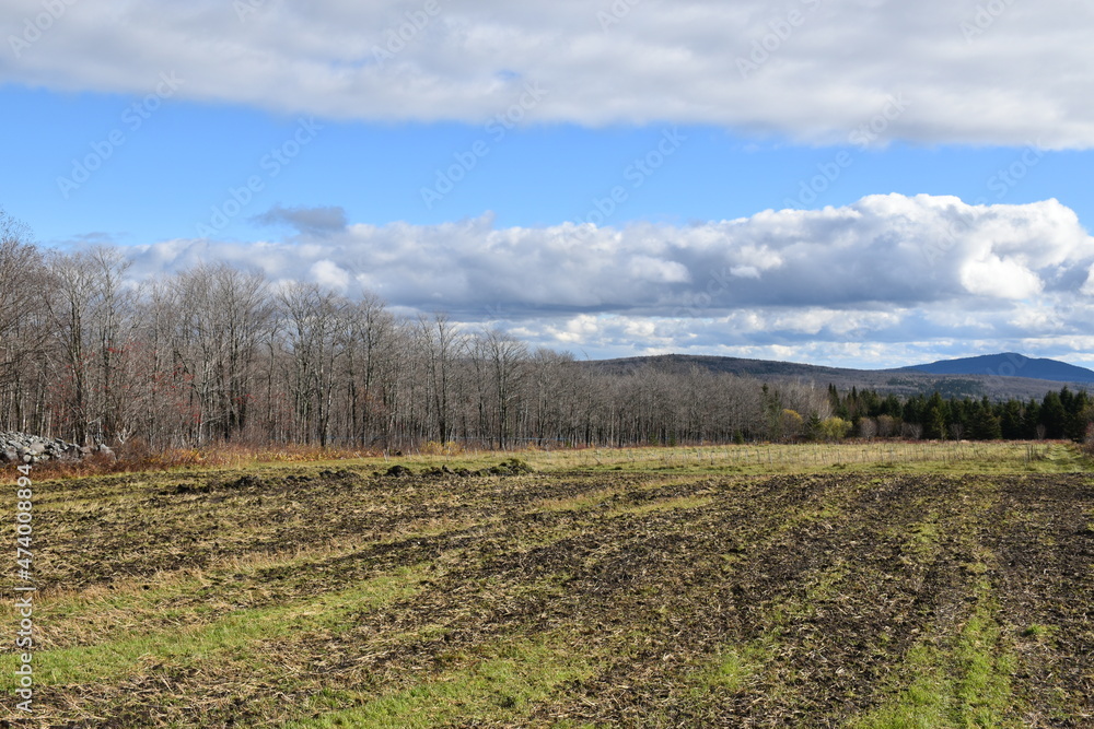 A field in the fall after the harvest, Sainte-Apolline, Québec, Canada