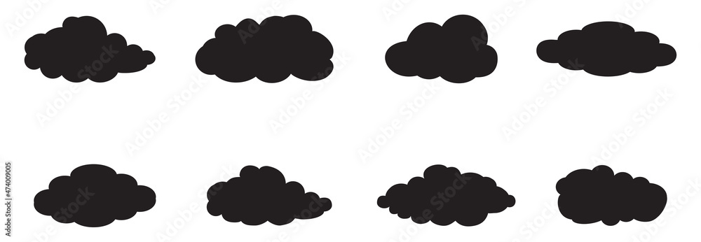 Clouds set isolated on white background. Collection of clouds for web site, poster, placard and wallpaper. Creative modern concept. Clouds vector illustration Clouds set isolated on white background. Collection of clouds for web site, poster, placard and wallpaper. Creative modern concept. Clouds vector illustration