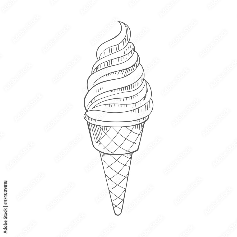 Ice cream in a waffle cup Ice cream in a waffle cup