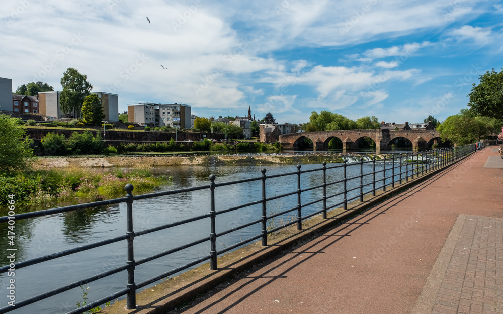 The River Nith at the White Sands in Dumfries, during a summers day in Scotland