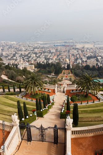 Top view of the Bahai garden terrace