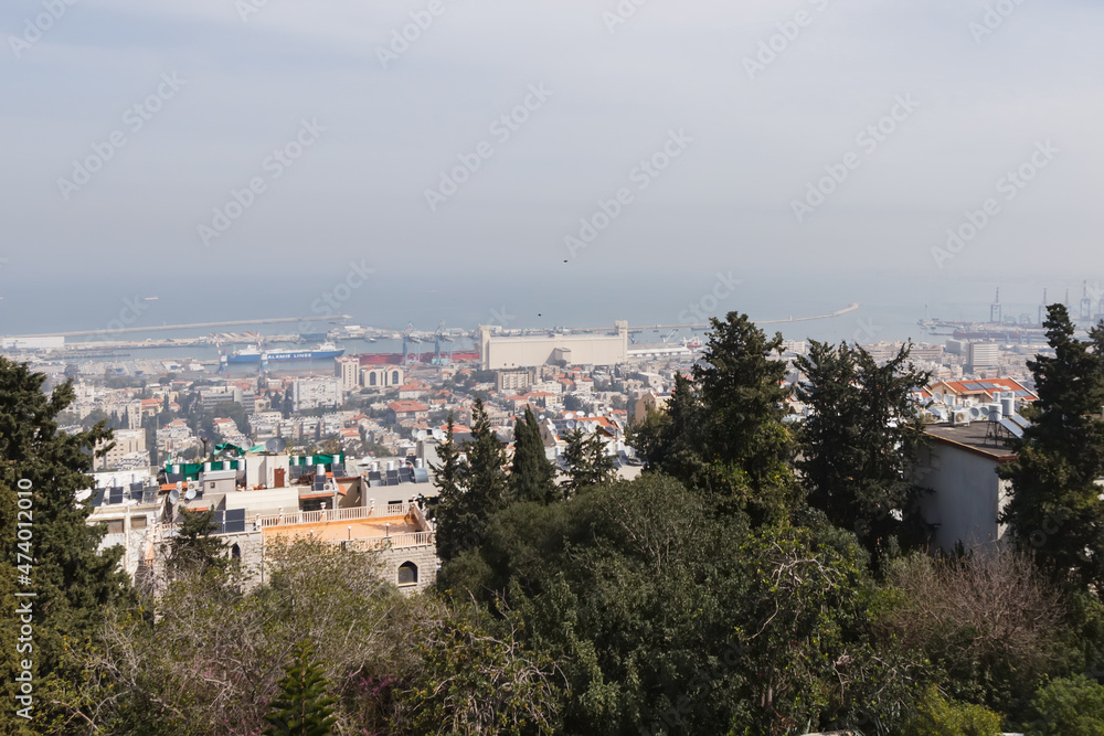 Top view of city Haifa