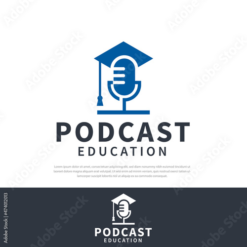 Educational podcast vector logo gown hat icon,university,icon,symbol