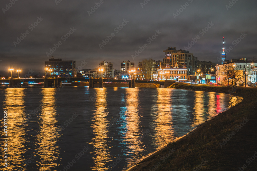 Night city St. Petersburg with illumination