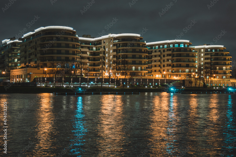 Modern residential buildings by the river 