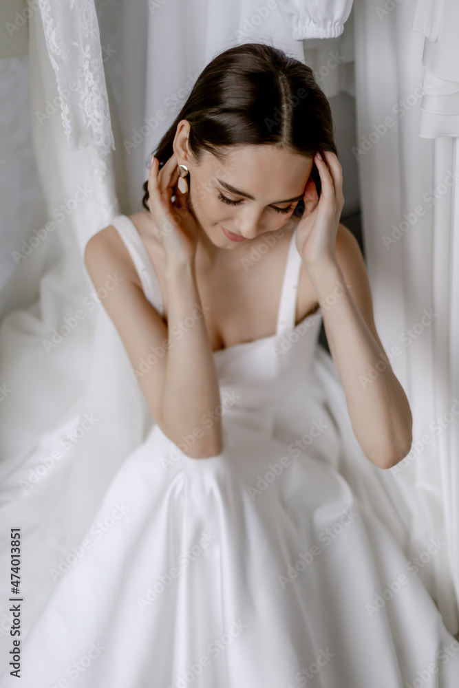 Bride in white dress Brunette model Bride in white dress Brunette model
