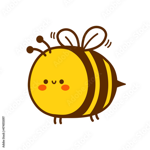 Cute funny smile bee character. Bee mine quote. Vector hand drawn cartoon kawaii character illustration logo icon. Isolated on white background. Cute kawaii bee logo concept