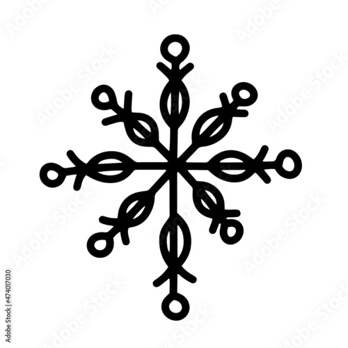 Doodle winter elegant ice crystal snowflake vector illustration