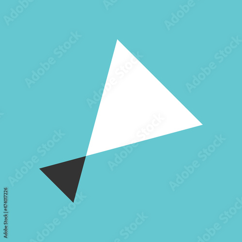 Two opposites, small black triangle vs big white. Advantage, inequality, discrimination, contradiction and opposition concept. Flat design. EPS 8 vector illustration, no transparency, no gradients