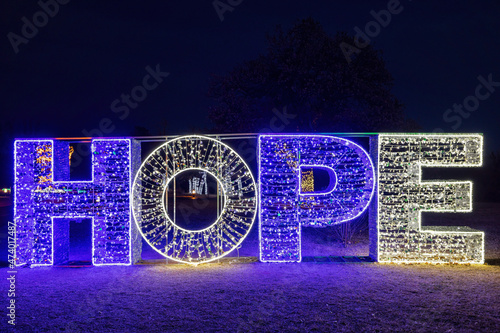 Night view of the beautiful Christmas decoration lights in Mitch Park photo