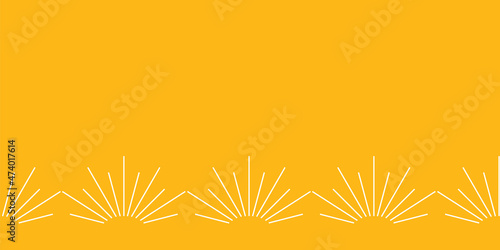 Yellow geometric sunshine border repeat retro mid century illustrations inspired by Palm Springs summer. Vector illustration. Fun and cute summer surface design.