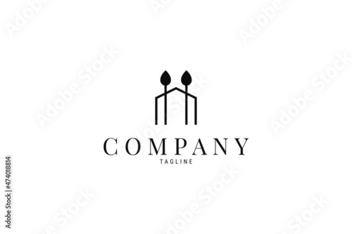 Minimalist logo on which an abstract image of a gate from trees vector