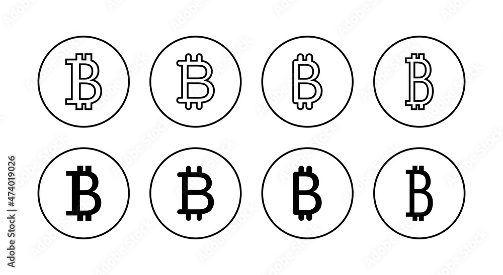 Bitcoin icons set. bitcoin sign and symbol. payment symbol. cryptocurrency logo