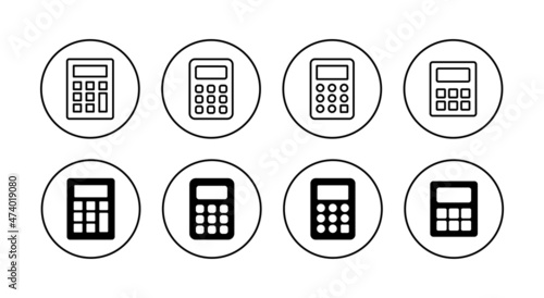 Calculator icons set. Accounting calculator sign and symbol.