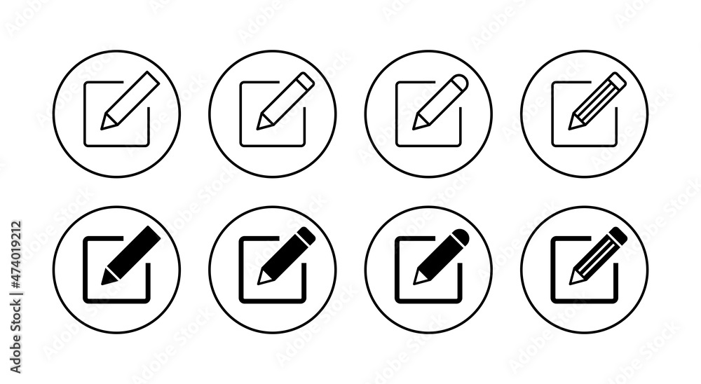 Edit icons set. edit document sign and symbol. edit text icon. pencil. sign up