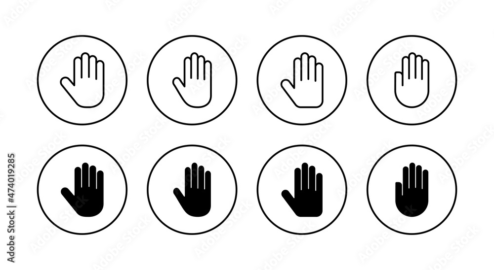 Hand icons set. hand sign and symbol. palm Hand icons set. hand sign and symbol. palm