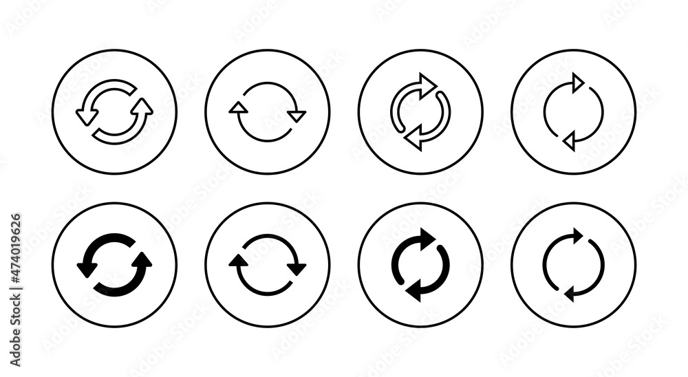 Refresh icons set. Reload sign and symbol. Update icon. Refresh icons set. Reload sign and symbol. Update icon.
