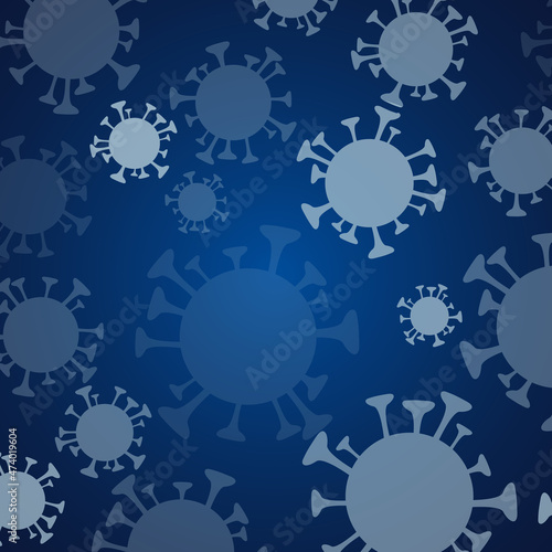 Covid 19 science illustration - coronavirus sars cov 2 - blue design