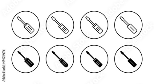 Screwdriver icons set.tools sign and symbol