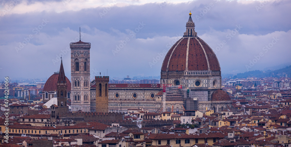 Most famous cathedral in the city of Florence in Italy Tuscany called Santa Maria del Fiore - travel photography