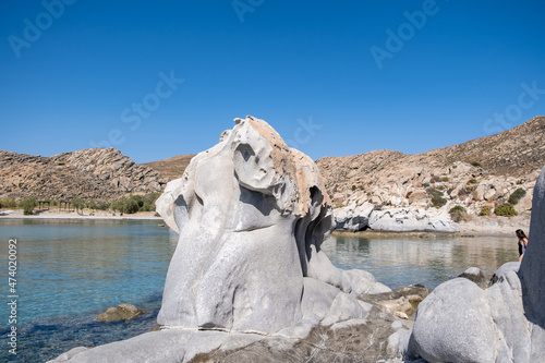 Granite rocks formations at Kolymbithres village sandy beach at Paros island Cyclades Greece. photo