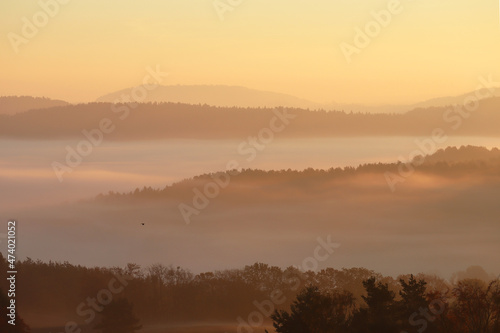 Nebel am Morgen an der Neubürg im Landkreis Bayreuth 