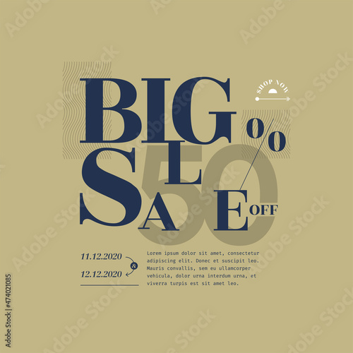 Modern sale discount promotion banner with typography style. Sale promotion banner elegant template. Vector illustration