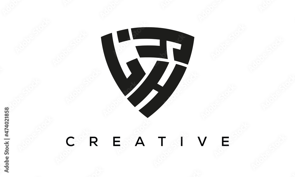 Shield letters LHY creative logo