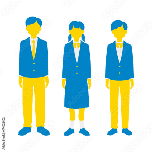 いろんなタイプの制服を着るシンプルな学生たち