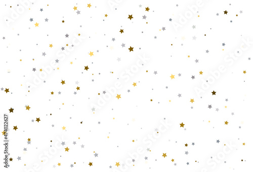 Christmas digital paper with gold and silver stars. Silver and gold star Celebration Confetti.