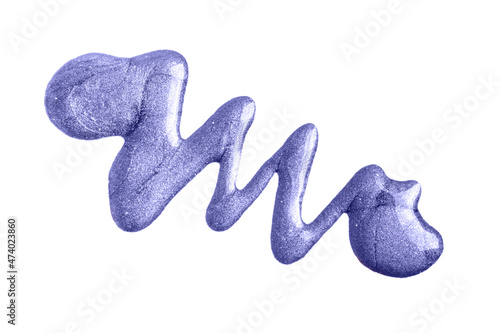 Glitter nail polish isolated on white background. Concept of color of the year.