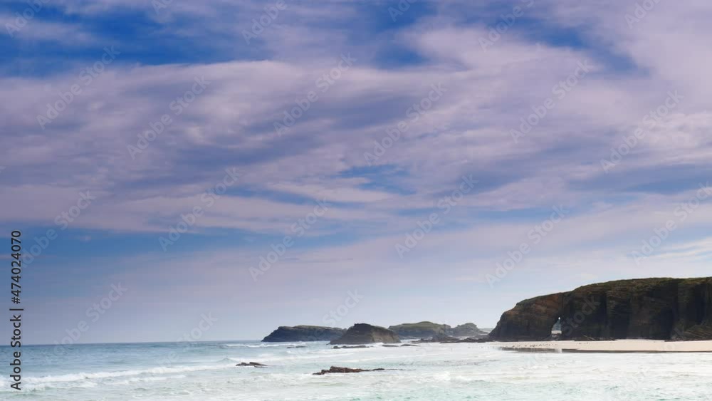 Playa las Catedrales, Catedrais beach in Ribadeo, province of Lugo, Galicia. Cantabric sea coast landscape in northern Spain. Playa las Catedrales, Catedrais beach in Ribadeo, province of Lugo, Galicia. Cantabric sea coast landscape in northern Spain.